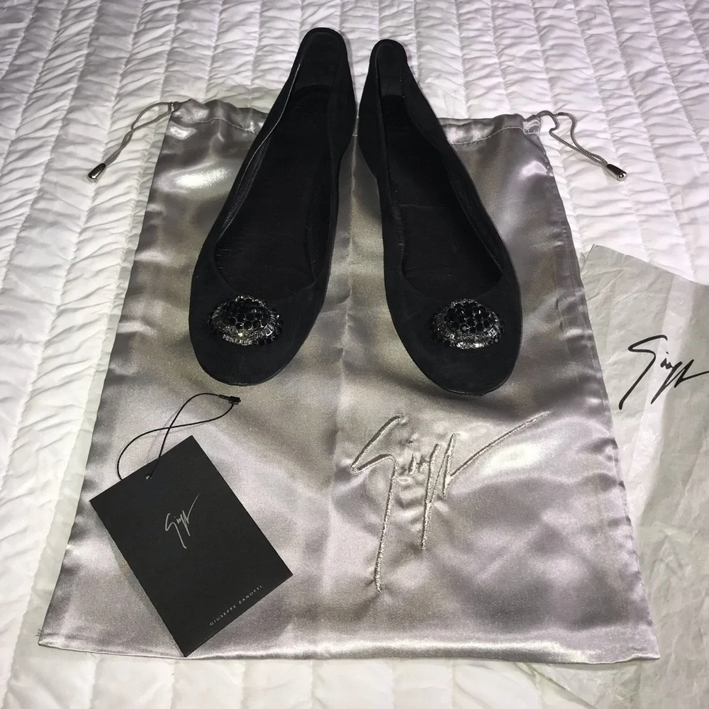 Giuseppe Zanotti Flats - Black Suede, Size 10 US, with Dust Jacket - Picture 1 of 8